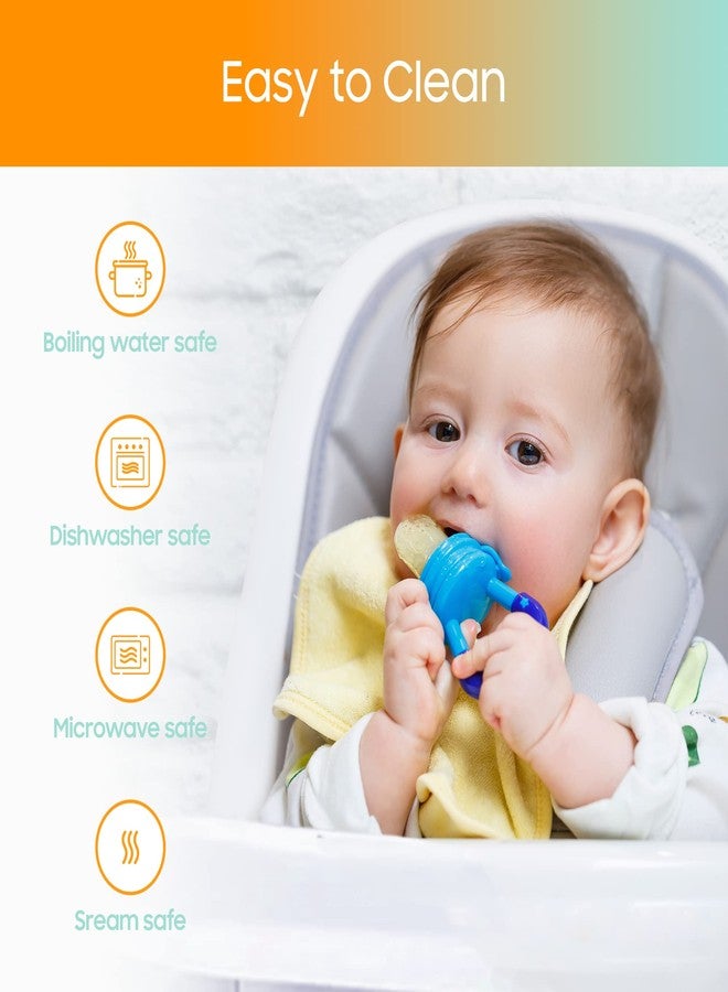 CHILLAX Fruit Feeder Pacifier Teether Toys - 2 Baby Food Feeding Teething Toys - Soft, Easy-to-Grip, Non-BPA Silicone Teethers for Babies - Dishwasher-Safe - for Infants 6+ Months Old - 4.15x2.03 - Image 2